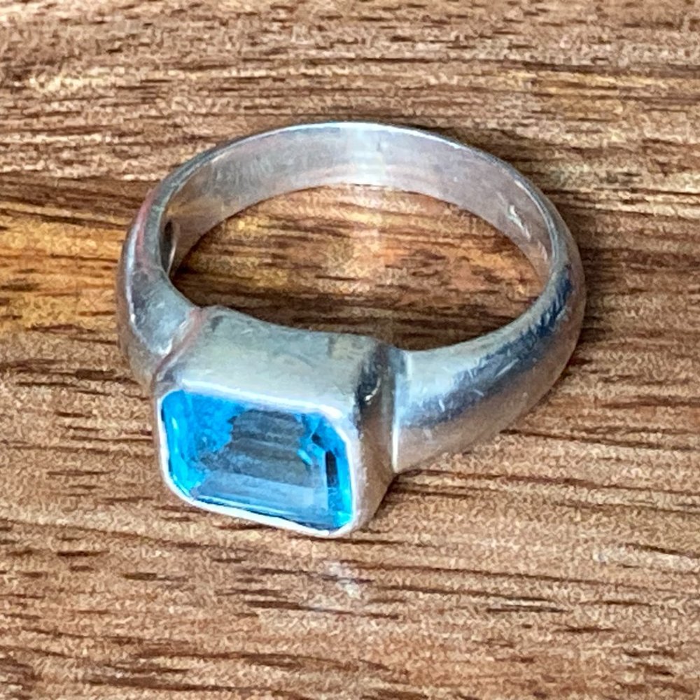 Sterling Silver Blue Topaz Ring Size 8